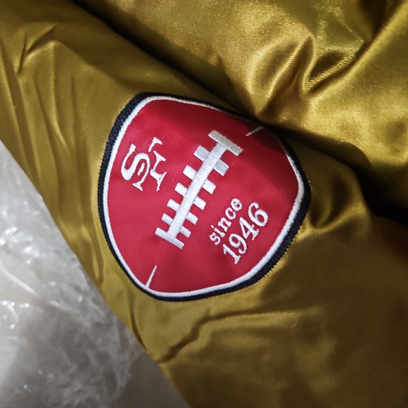 Mitchell and Ness Satin Gold San Francisco 49ers Heavyweight Jacket. XXL - Picture 7 of 16